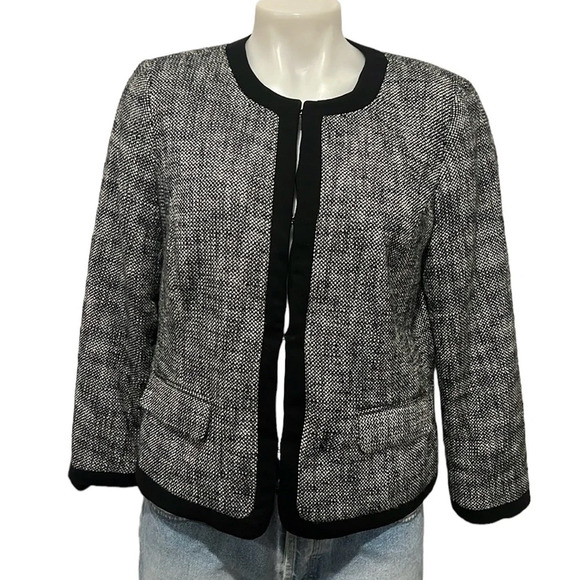 Talbots black & white tweed blazer jacket size 10 - Picture 1 of 7